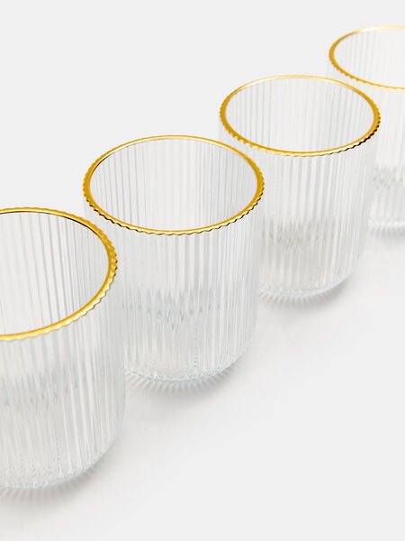 Sinsay - Комплект релефни чаши със златен кант 4 pack - clear