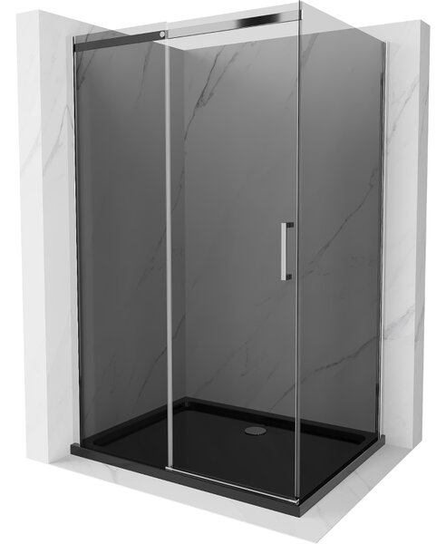 Mexen Omega плъзгаща се душ кабина 100 x 80 см, графит, хром + поддушов поднос