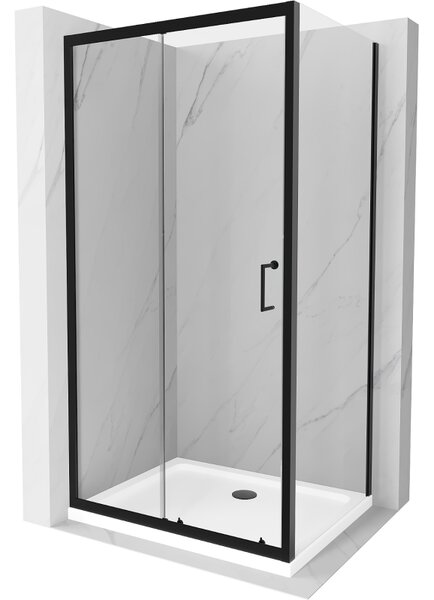 Mexen Apia плъзгаща се душ кабина 90 x 70 см, прозрачна, черна + тава Flat, бяла - 840-090-070-70-00-4010B