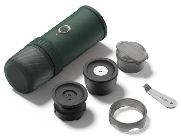 Преносима еспресо машина Outin Mino CG, 22 bar, 9000 mAh, 70 мл, Екстракция при 93.3°C, Мляно + капсули Nespresso, USB-C, Планинско зелен