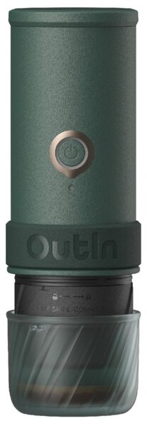 Преносима еспресо машина Outin Mino CG, 22 bar, 9000 mAh, 70 мл, Екстракция при 93.3°C, Мляно + капсули Nespresso, USB-C, Планинско зелен