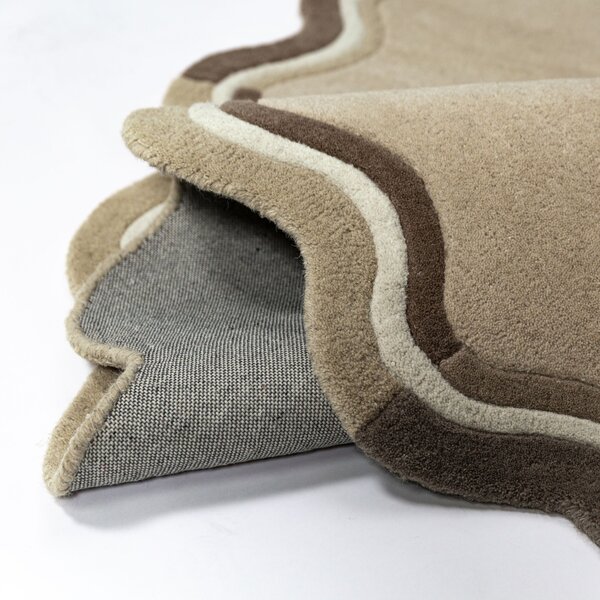 Covor rotund Leo Scallop Border Natural 180x180 cm
