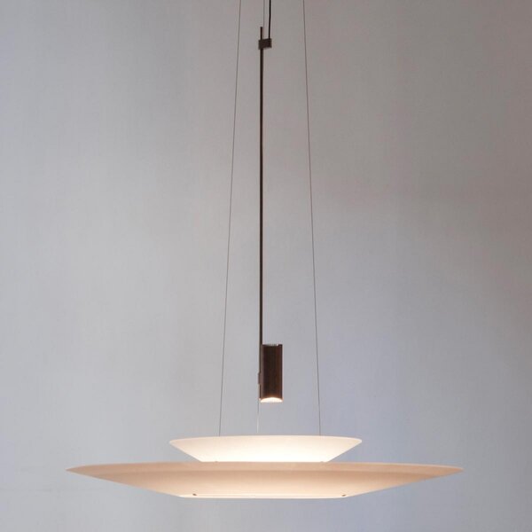 Vibia Flamingo LED висяща лампа Абажур нагоре, Затъмняване, Бял, Дневна/трапезария, Метал, Дизайн