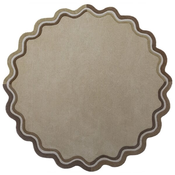 Covor rotund Leo Scallop Border Natural 180x180 cm