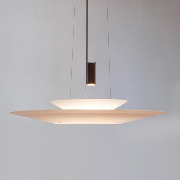 Vibia Flamingo LED висяща лампа Абажур нагоре, Затъмняване, Бял, Дневна/трапезария, Метал, Дизайн