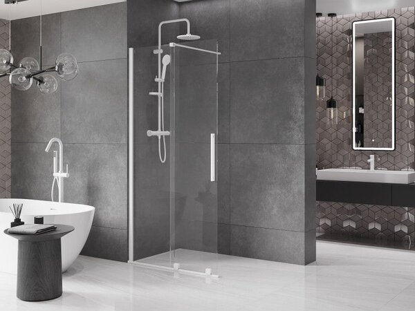 Mexen Velar плъзгаща се душ кабина Walk-in 120 x 200 см, прозрачна 8 мм, бяла - 871-120-000-03-20