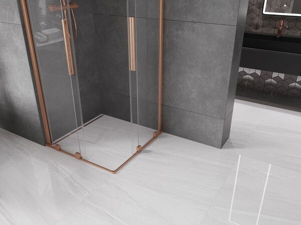 Mexen Velar Duo плъзгаща се душ кабина 90 x 90 см, прозрачна, четкана мед - 871-090-090-02-65