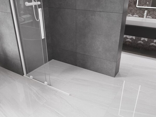 Mexen Velar плъзгаща се душ кабина Walk-in 120 x 200 см, прозрачна 8 мм, бяла - 871-120-000-03-20