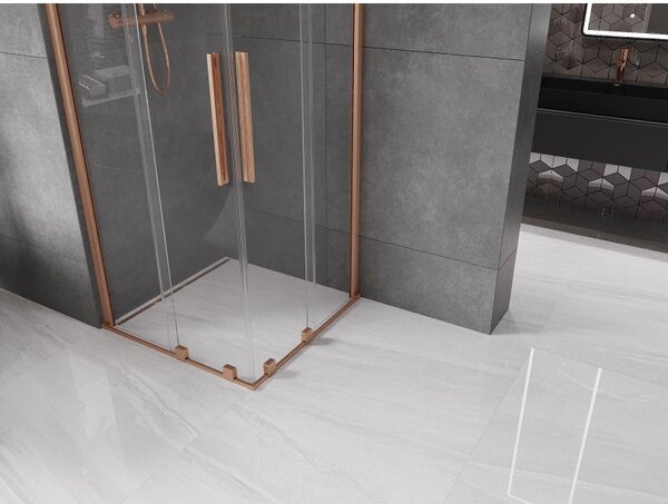 Mexen Velar Duo плъзгаща се душ кабина 90 x 90 см, прозрачна, четкана мед - 871-090-090-02-65