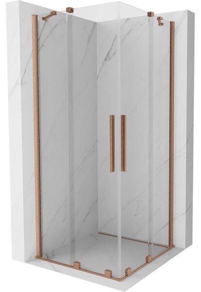 Mexen Velar Duo плъзгаща се душ кабина 90 x 90 см, прозрачна, четкана мед - 871-090-090-02-65