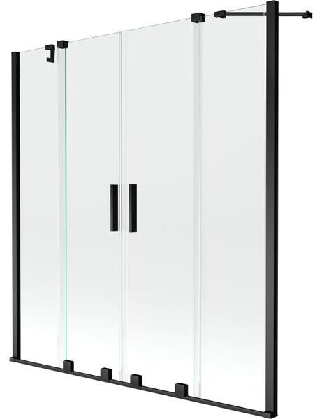 Mexen Velar Duo двукрилен плъзгащ се преграда за вана 140 x 150 cm, прозрачен, черен - 896-140-000-02-70