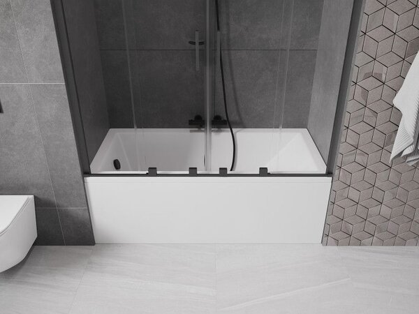 Mexen Velar Duo двукрилен плъзгащ се преграда за вана 140 x 150 cm, прозрачен, черен - 896-140-000-02-70