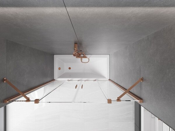 Mexen Velar Duo стационарна вана с 2 крила, плъзгаща се, 160 x 150 cm, прозрачна, четкована мед - 896-160-000-02-65