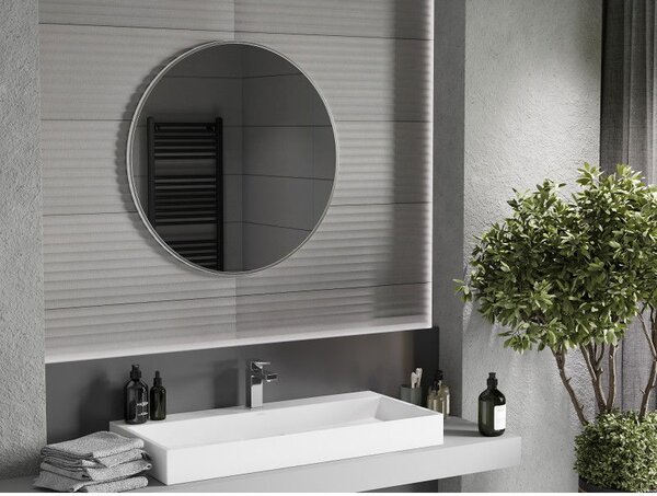 Mexen Loft Окръгло огледало за баня 80 см, рамка inox - 9850-080-080-000-10