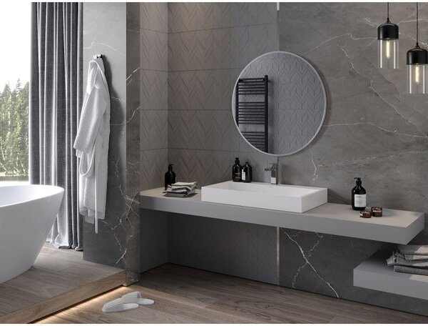 Mexen Loft Окръгло огледало за баня 80 см, рамка inox - 9850-080-080-000-10