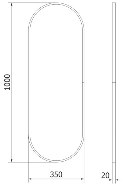 Mexen Loft овално огледало за баня 100 x 35 cm, златна рамка - 9851-100-035-000-50