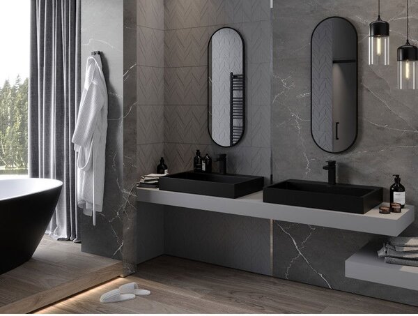 Mexen Loft овално огледало за баня 100 x 35 см, черна рамка - 9851-100-035-000-70