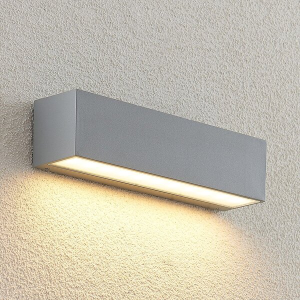 Lucande LED външна лампа Lengo, 25 cm, сребриста, надолу, 3000 K, Металик, Алуминий, Модерен