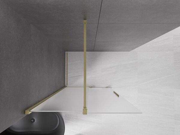 Mexen Velar плъзгаща се душ стена Walk-in 80 x 200 cm, матирано 8 mm, златно четкано - 871-080-000-33-55