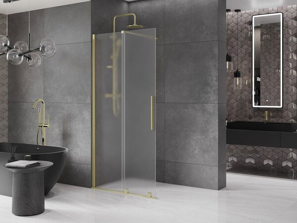 Mexen Velar плъзгаща се душ стена Walk-in 80 x 200 cm, матирано 8 mm, златно четкано - 871-080-000-33-55
