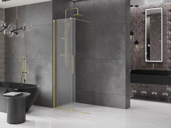 Mexen Velar плъзгаща се душ стена Walk-in 80 x 200 cm, матирано 8 mm, златно четкано - 871-080-000-33-55