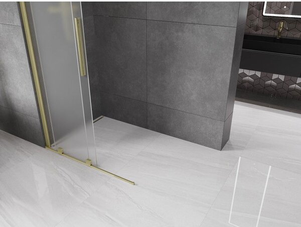 Mexen Velar плъзгаща се душ стена Walk-in 80 x 200 cm, матирано 8 mm, златно четкано - 871-080-000-33-55