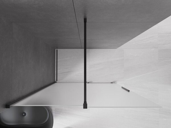 Mexen Velar разтегателна душ преграда Walk-in 140 x 200 cm, матирана 8 mm, черна - 871-140-000-33-70