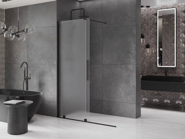 Mexen Velar разтегателна душ преграда Walk-in 140 x 200 cm, матирана 8 mm, черна - 871-140-000-33-70