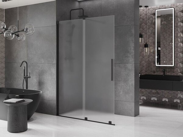 Mexen Velar разтегателна душ преграда Walk-in 140 x 200 cm, матирана 8 mm, черна - 871-140-000-33-70