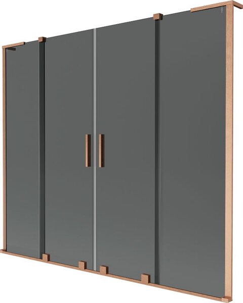 Mexen Velar L Duo параван за вана, 2-крилен плъзгащ се 170 x 150 cm, графит, четкана мед - 896-170-003-42-65