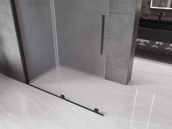 Mexen Velar разтегателна душ преграда Walk-in 140 x 200 cm, матирана 8 mm, черна - 871-140-000-33-70