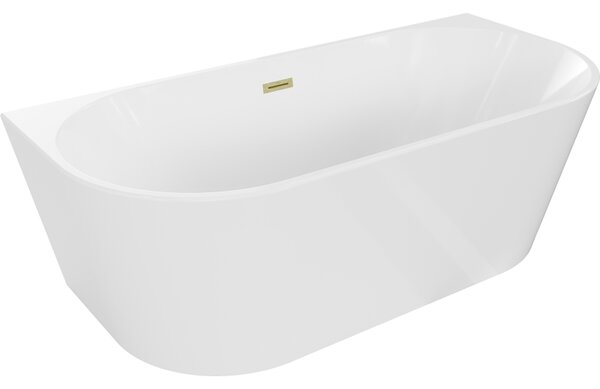 Mexen Oval свободностояща вана до стената 140 x 75 см, бяла, преливник