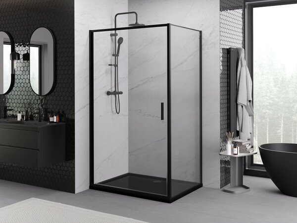 Mexen Exo кабина за душ с отваряща се врата 100 x 90 см, прозрачна, черна - 817-100-090-70-00
