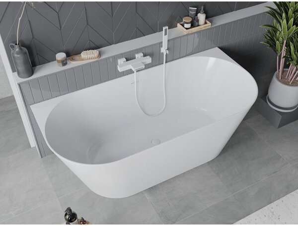 Mexen Oval Slim свободно стояща вана до стена 170 x 80 см, бяла, бял преливник - 52661708000-20