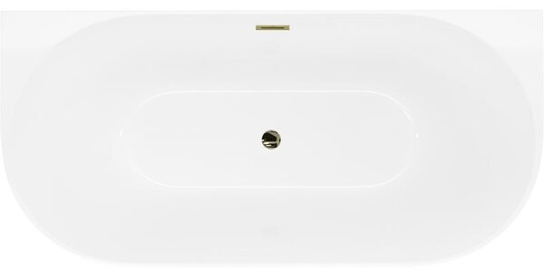 Mexen Oval Slim свободностояща до стена вана 170 x 80 см, бяла, златен преливник - 52661708000-50