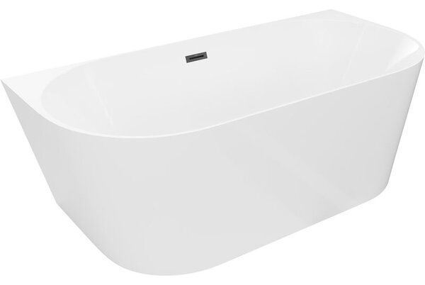 Mexen Oval Slim свободностояща стена вана 170 х 80 см, бяла, черен преливник - 52661708000-70