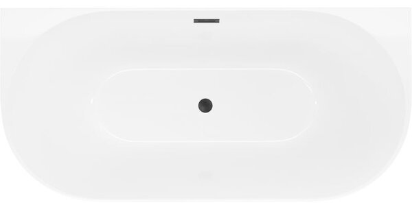 Mexen Oval Slim свободностояща стена вана 170 х 80 см, бяла, черен преливник - 52661708000-70