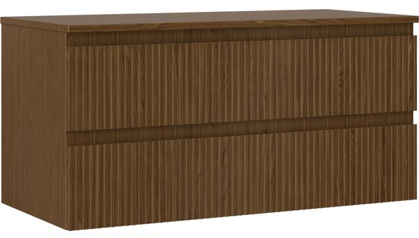 Mexen Rivel шкаф за баня под умивалник 100 cm с плот, 2 чекмеджета, рифелована, орех - 91A20-10047-2-BFFC86