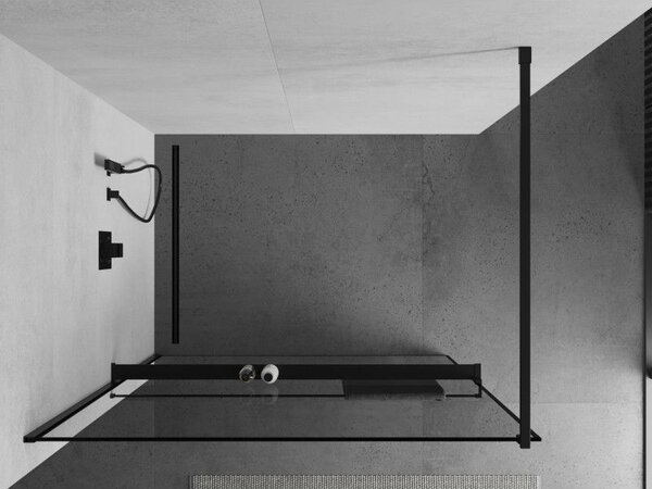 Mexen Kioto+ душ кабина с рафт Walk-in 110 x 200 cm, черна рамка, черна - 800-110-121-70-70