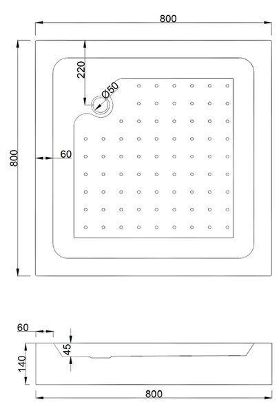 Mexen Rio Квадратна душ кабина 80 x 80 см, черни ивици, черна + поддушово корито, бял - 860-080-080-70-20-4510