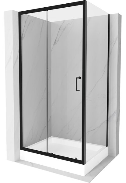 Mexen Apia плъзгаща се душ кабина 100 x 80 см, прозрачна, черна + корито Rio - 840-100-080-70-00-4510