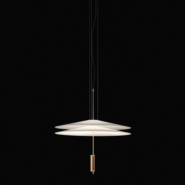 Vibia Flamingo - LED висяща лампа с 2 абажура, златна, Затъмняване, Злато / месинг, Дневна/трапезария, Метал, Дизайн