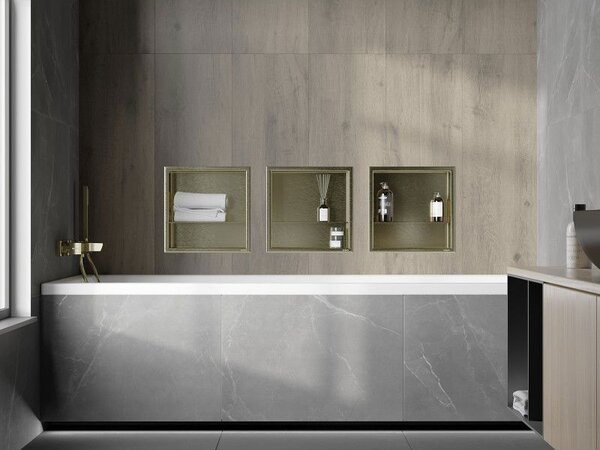 Mexen X-Wall-R нишева полица с яка и полица 30 x 30 см, златна четкована - 1950303010S