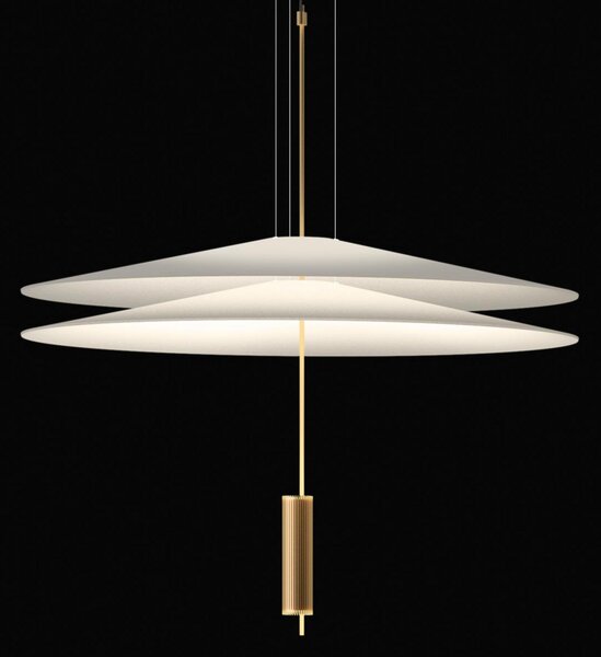 Vibia Flamingo - LED висяща лампа с 2 абажура, златна, Затъмняване, Злато / месинг, Дневна/трапезария, Метал, Дизайн