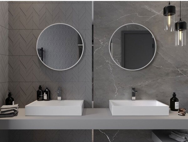 Mexen Loft кръгло огледало за баня 60 см, бяла рамка - 9850-060-060-000-20