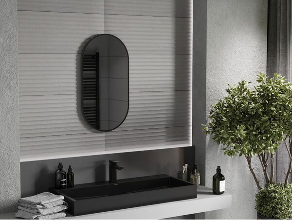 Mexen Loft овално огледало за баня 75 x 40 cm, черна рамка - 9851-075-040-000-70