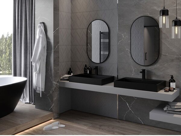 Mexen Loft овално огледало за баня 85 x 50 см, черна рамка - 9851-085-050-000-70