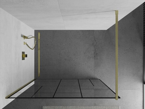 Mexen Kioto параван за душ Walk-in 80 x 200 cm, черен мотив 8 mm, златисто матирано - 800-080-101-55-78
