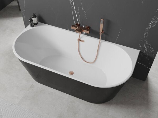 Mexen Oval самостоятелна вана за монтаж до стена 160 x 80 см, бяла/черна