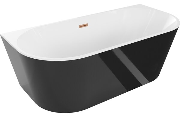 Mexen Oval самостоятелна вана за монтаж до стена 160 x 80 см, бяла/черна
